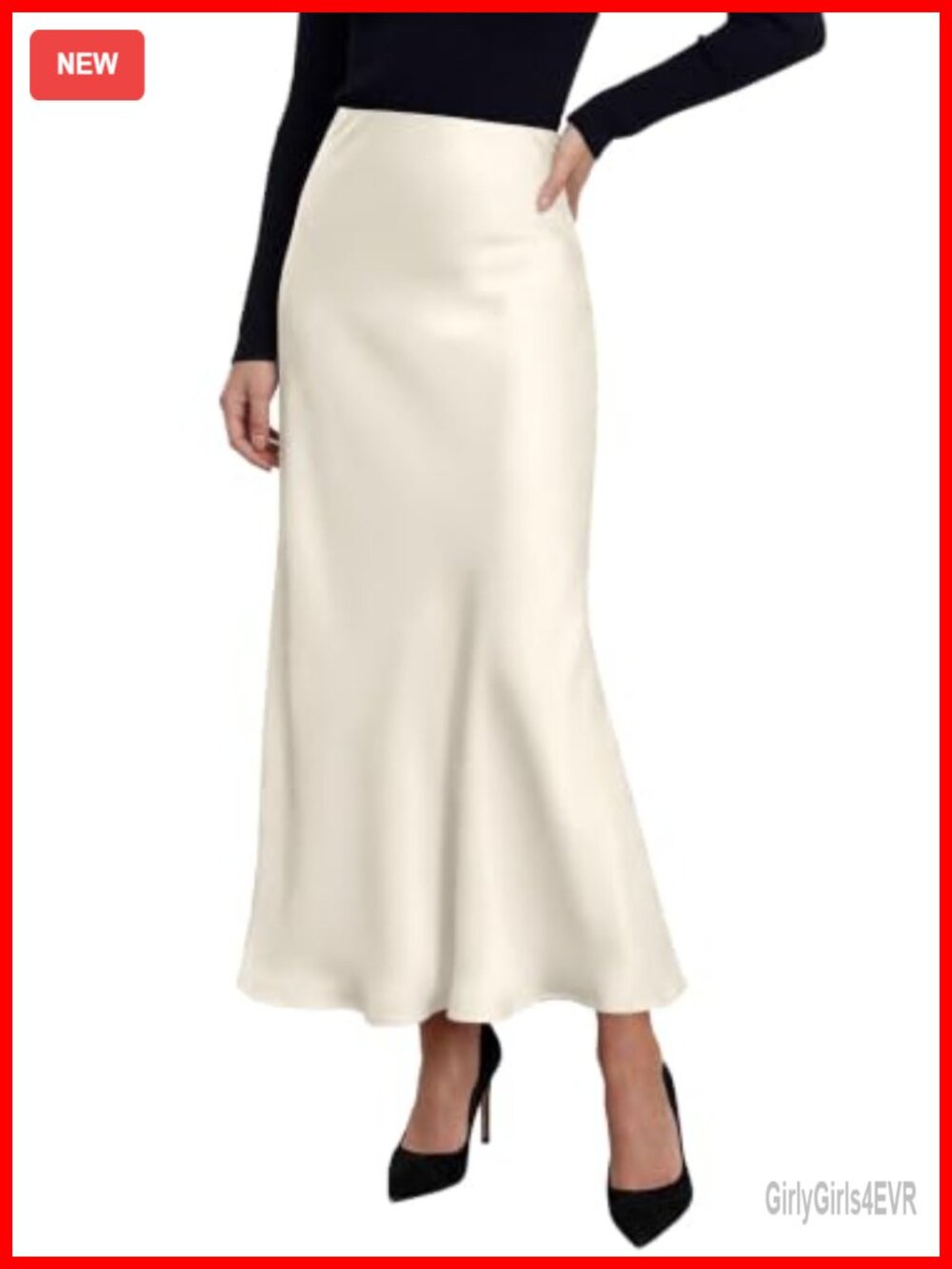Silk Satin Maxi Skirt Mermaid High Waist Work Wear